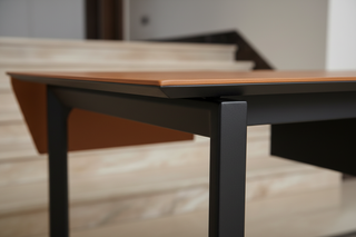 Italian Minimalist Saddle Leather Writing Desk – Waterfall Edge-GraffitiWallArts