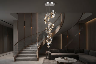 K9 Crystal Spiral Staircase Chandelier Chrome Pendant Light