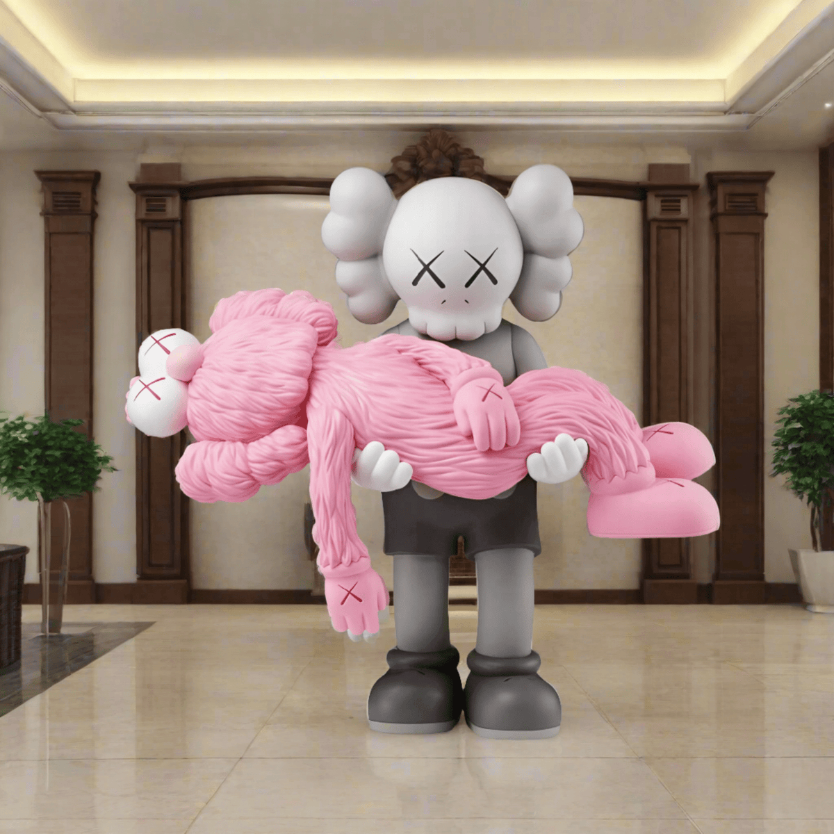 KAWS Gone Pink Statue | Large Pink Sculpture | GraffitiWallArt