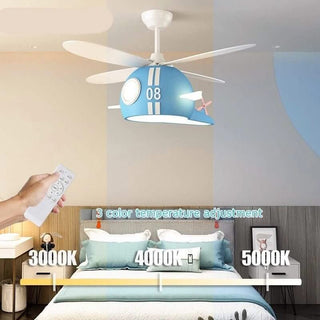 Kids Room Helicopter Ceiling Fan with Light – Art Deco Style-GraffitiWallArts