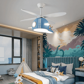 Kids Room Helicopter Ceiling Fan with Light – Art Deco Style-GraffitiWallArts
