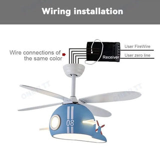 Kids Room Helicopter Ceiling Fan with Light – Art Deco Style-GraffitiWallArts