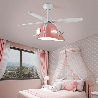 Kids Room Helicopter Ceiling Fan with Light – Art Deco Style-GraffitiWallArts