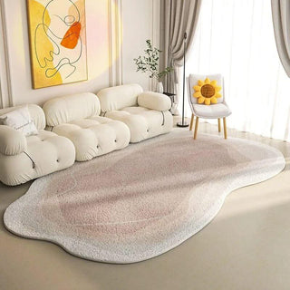 Lamb Wool Oval Kitten Touch Carpet: Cozy Elegance-Rugs