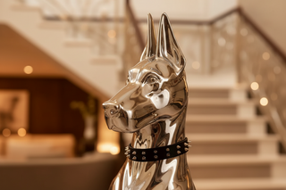 Large Chrome Doberman Dog Sculpture