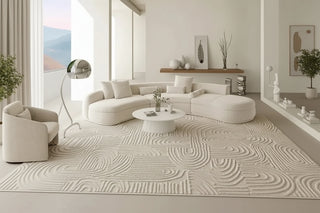 Linear Gesture 3D Diatom Silk Rugs for Living Room-Rugs