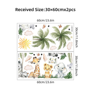 Lion Elephant Giraffe Animal Wall Stickers for Kids-GraffitiWallArts