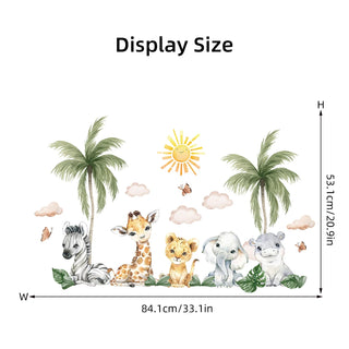 Lion Elephant Giraffe Animal Wall Stickers for Kids-GraffitiWallArts