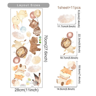 Lion Fox Rabbit Balloon Wall Stickers for Kids-GraffitiWallArts