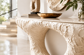 Loop Ring Console Table for Entryway or Living Room – Ivory Stucco-GraffitiWallArts