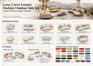 Luna Curve Luxury Modular Outdoor Sofa Set – Garden and Patio Lounge Collection, 3 and 7 Piece Deals-GraffitiWallArts