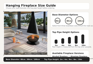 Luxury Conical Hanging Fireplace – Designer Suspended Fire Feature-GraffitiWallArts