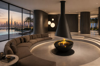 Luxury Conical Hanging Fireplace – Designer Suspended Fire Feature-GraffitiWallArts
