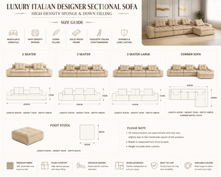 Luxuriöses italienisches Designer-Sofa – Füllung aus hochdichtem Schaumstoff und Daunen