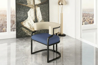 Luxury Leather Dining Chair | Steel Frame in Gold & Black-GraffitiWallArts