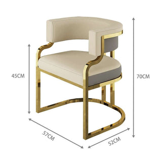 Luxury Leather Dining Chair | Steel Frame in Gold & Black-GraffitiWallArts