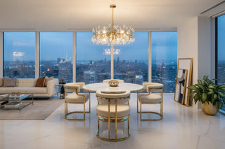 Luxury Leather Dining Chair | Steel Frame in Gold & Black-GraffitiWallArts