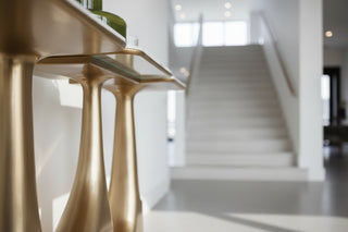 Luxury Modern Console Table – Marble Top & Gold Arch-Leg Hallway Table-GraffitiWallArts