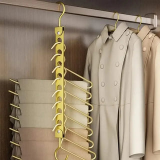 Magic Space-Saving Clothes Hanger – Multi-Hook Rotatable Aluminium Organiser (1 or 2 Hooks, Gray & Gold)-GraffitiWallArts