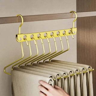 Magic Space-Saving Clothes Hanger – Multi-Hook Rotatable Aluminium Organiser (1 or 2 Hooks, Gray & Gold)-GraffitiWallArts