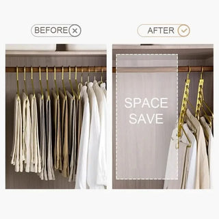 Magic Space-Saving Clothes Hanger – Multi-Hook Rotatable Aluminium Organiser (1 or 2 Hooks, Gray & Gold)-GraffitiWallArts