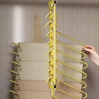 Magic Space-Saving Clothes Hanger – Multi-Hook Rotatable Aluminium Organiser (1 or 2 Hooks, Gray & Gold)-GraffitiWallArts