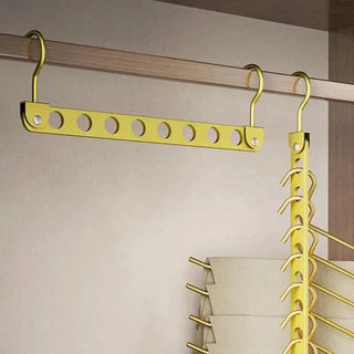 Magic Space-Saving Clothes Hanger – Multi-Hook Rotatable Aluminium Organiser (1 or 2 Hooks, Gray & Gold)-GraffitiWallArts