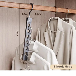 Magic Space-Saving Clothes Hanger – Multi-Hook Rotatable Aluminium Organiser (1 or 2 Hooks, Gray & Gold)-GraffitiWallArts