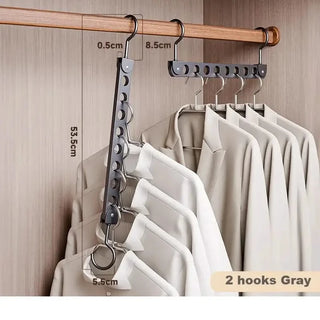 Magic Space-Saving Clothes Hanger – Multi-Hook Rotatable Aluminium Organiser (1 or 2 Hooks, Gray & Gold)-GraffitiWallArts