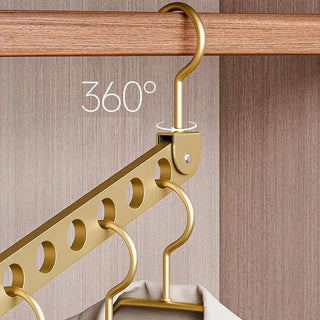 Magic Space-Saving Clothes Hanger – Multi-Hook Rotatable Aluminium Organiser (1 or 2 Hooks, Gray & Gold)-GraffitiWallArts