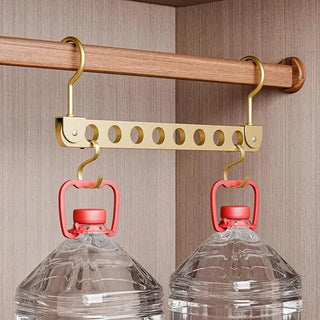 Magic Space-Saving Clothes Hanger – Multi-Hook Rotatable Aluminium Organiser (1 or 2 Hooks, Gray & Gold)-GraffitiWallArts