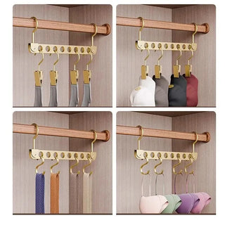 Magic Space-Saving Clothes Hanger – Multi-Hook Rotatable Aluminium Organiser (1 or 2 Hooks, Gray & Gold)-GraffitiWallArts