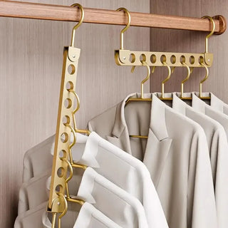 Magic Space-Saving Clothes Hanger – Multi-Hook Rotatable Aluminium Organiser (1 or 2 Hooks, Gray & Gold)-GraffitiWallArts
