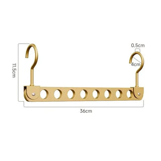 Magic Space-Saving Clothes Hanger – Multi-Hook Rotatable Aluminium Organiser (1 or 2 Hooks, Gray & Gold)-GraffitiWallArts