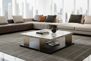 Marble Coffee Table – Post-Modern Gold U-Frame Legs-GraffitiWallArts