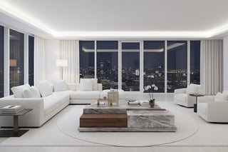 Marble & Walnut Coffee Table – Italian Minimalist with Open Storage Compartment-GraffitiWallArts
