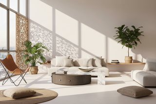 Marble & Wood Disc Coffee Table – Cantilevered Marble Slab-GraffitiWallArts
