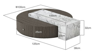 Marble & Wood Disc Coffee Table – Cantilevered Marble Slab-GraffitiWallArts