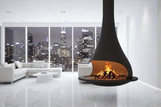 Merle Luxury Suspended Round Fireplace – Real Flame Hanging Fireplace-GraffitiWallArts