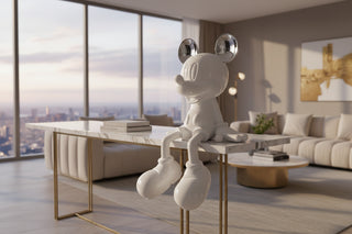 Micky Relaxing Millionaire Statue – Electroplated Fibreglass Luxury Figurine-GraffitiWallArts