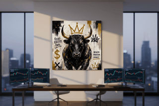 Millionaires Bull Graffiti Square Canvas Wall Art