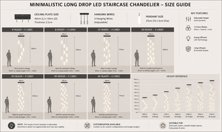 Minimalistic Long Drop LED Staircase Chandelier – 6 to 36 Heads, 3 Colour Modes, Multi-Line Configurations-GraffitiWallArts