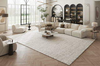 Minimalistic White Maze Rug: Modern Sophistication-GraffitiWallArts