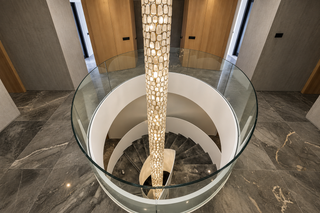 Modern Luxury Gold Glass Stairwell Chandelier-GraffitiWallArts