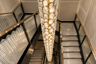 Modern Luxury Gold Glass Stairwell Chandelier-GraffitiWallArts