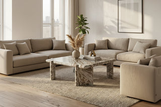 Modern Minimalist Natural Marble Coffee Table - Square Violet Stone-GraffitiWallArts