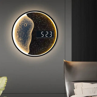 Reloj de pared LED Modern Moon – pieza de lujo de metal para sala de estar