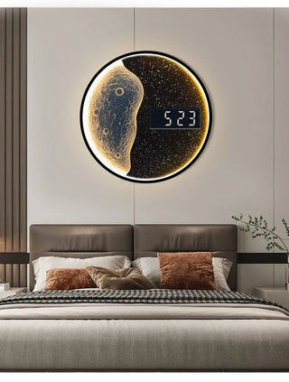 Reloj de pared LED Modern Moon – pieza de lujo de metal para sala de estar