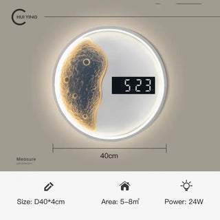 Reloj de pared LED Modern Moon – pieza de lujo de metal para sala de estar
