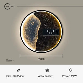 Reloj de pared LED Modern Moon – pieza de lujo de metal para sala de estar